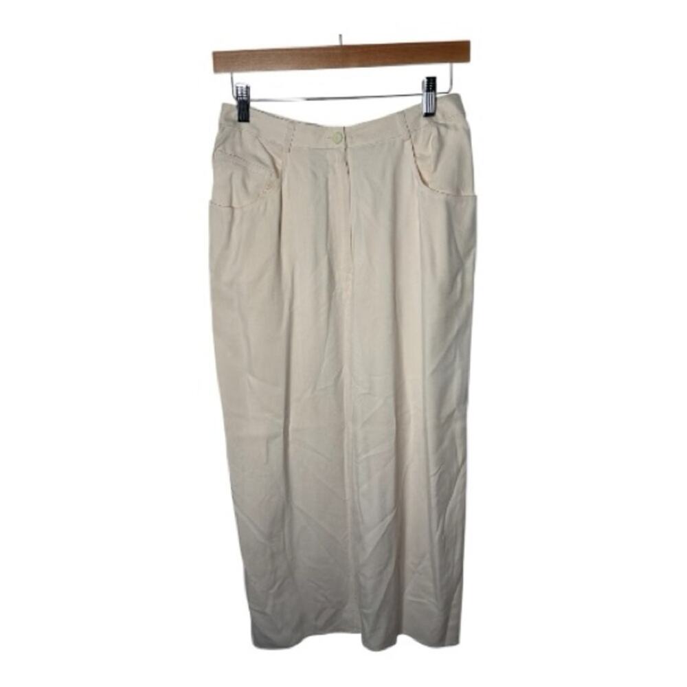 Anne Klein White Silk Straight Midi Skirt 6